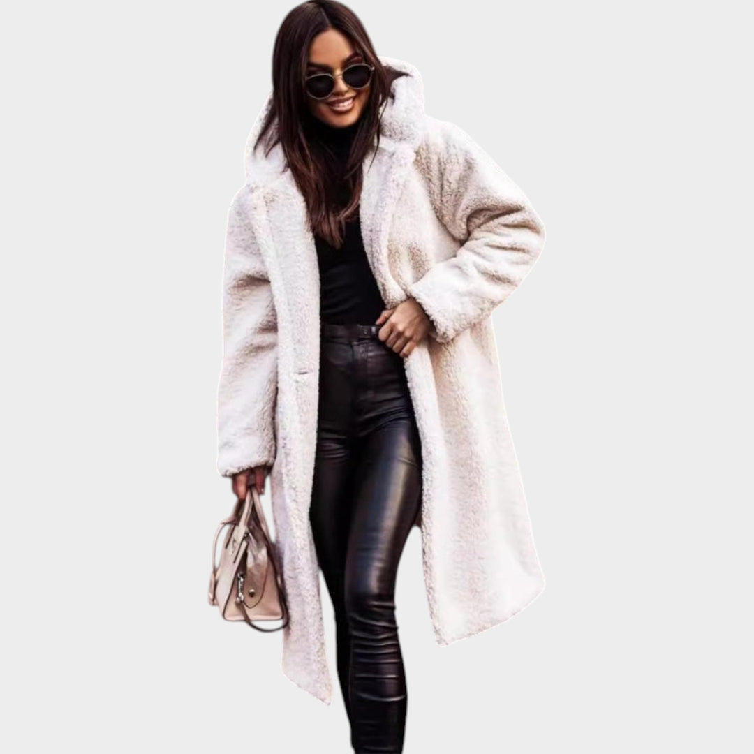 Women’s Faux-Fur Coat Longline Notched Lapel