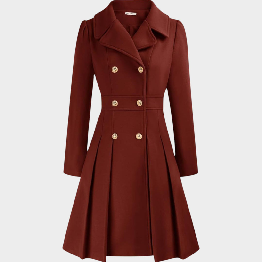 Classy Double Button Long Sleeve Wool Coat