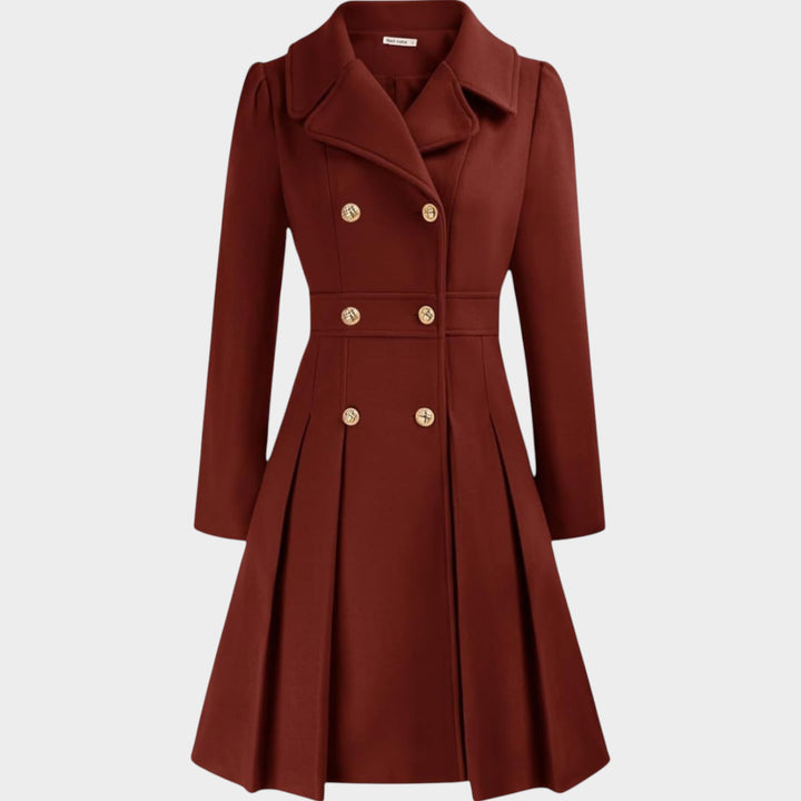 Classy Double Button Long Sleeve Wool Coat