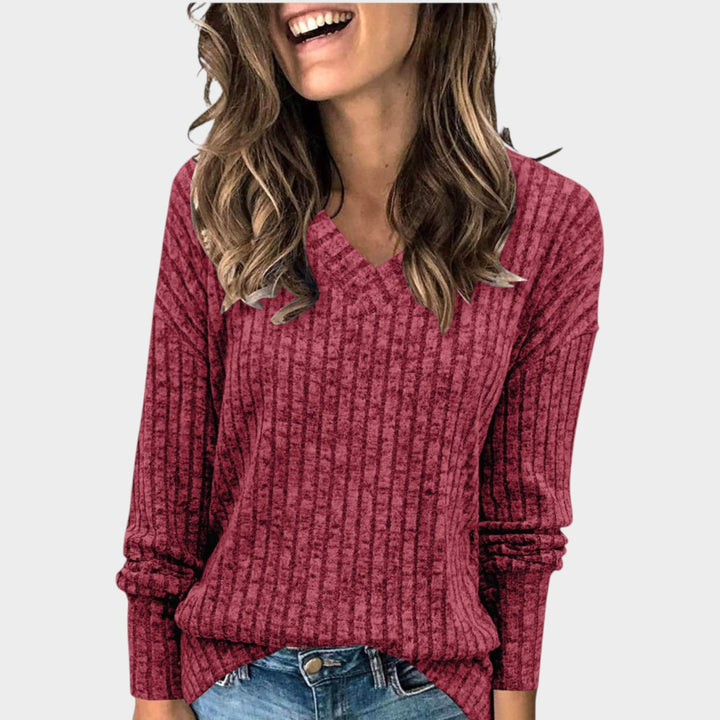 Women’s V Neck Sweater Long Sleeve Pullover