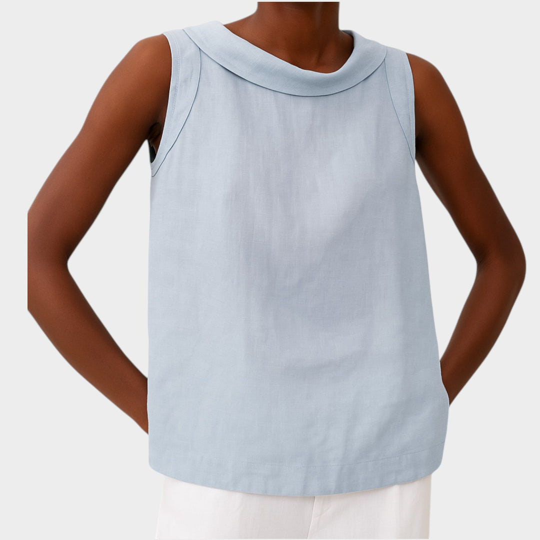 Sleeveless Linen Blouse | Casual Round Neck Tank Top