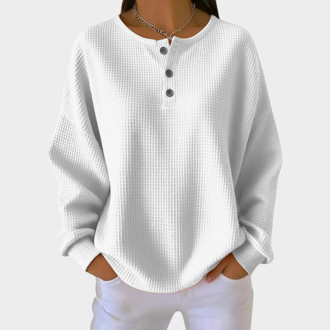 Women’s Sweatshirt Henley Casual Style Button Detail