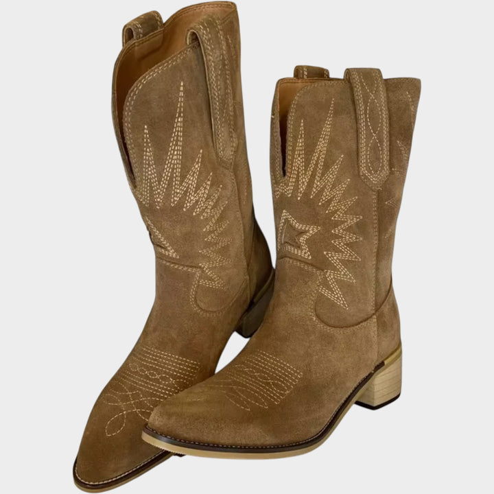 Suede Cowboy Ankle Boots