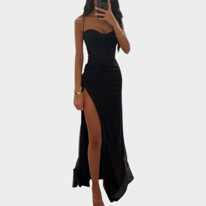 Floral Slim Fit Satin Maxi Dress