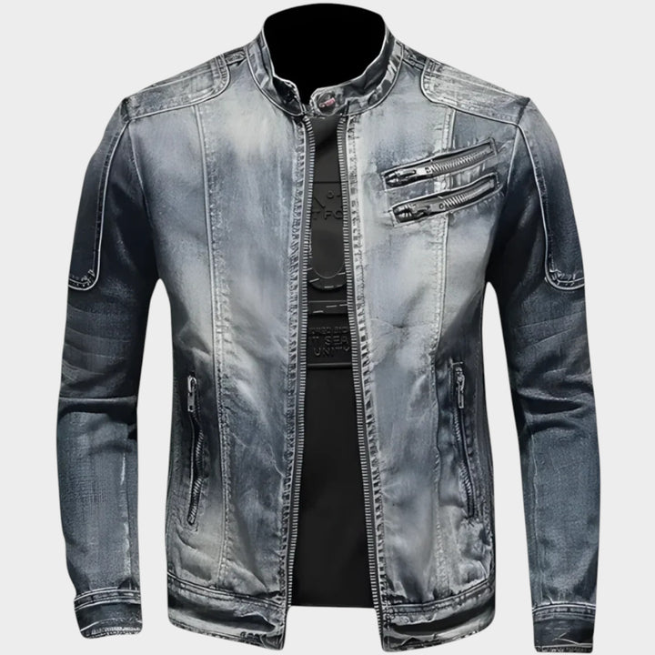 Vintage Stand Collar | Zip-Up Denim Jacket