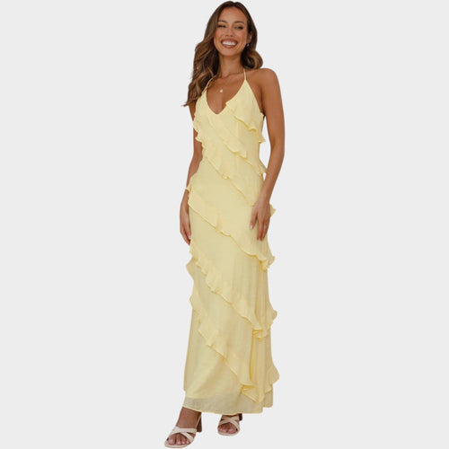 Tiered Ruffle Formal Maxi Dress