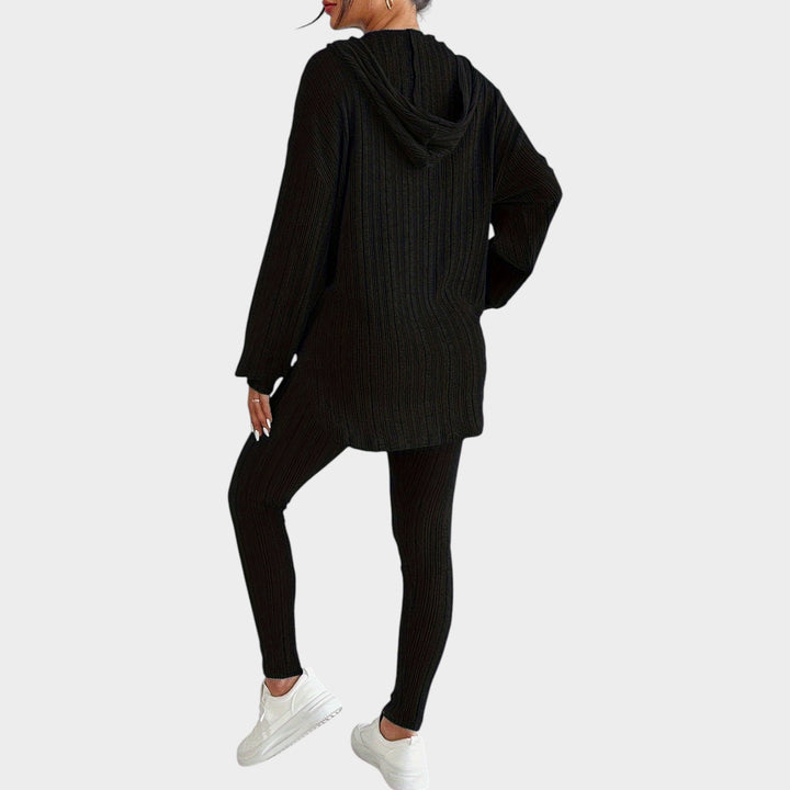Women’s Matching Set 2 Piece Lounge Set Casual Ribbed Knit Hooded