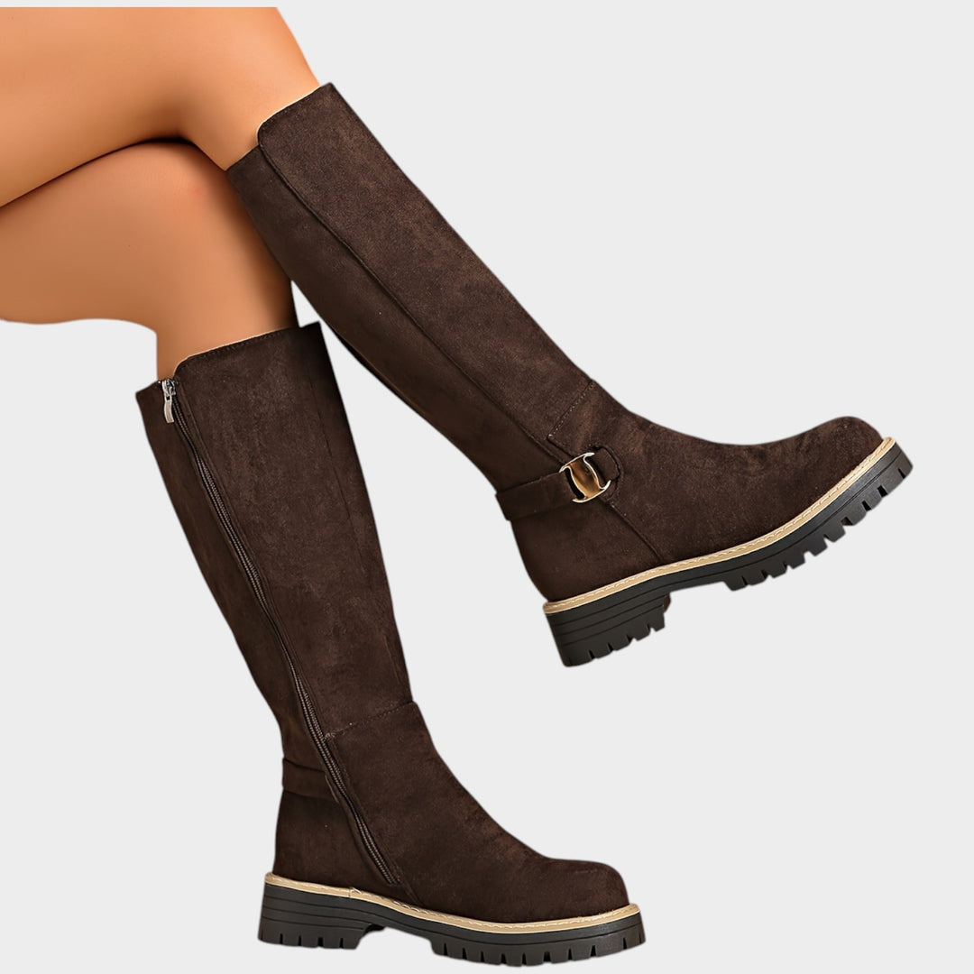 Women’s Over The Knee Boots Round Toe Thick Sole Side Zip