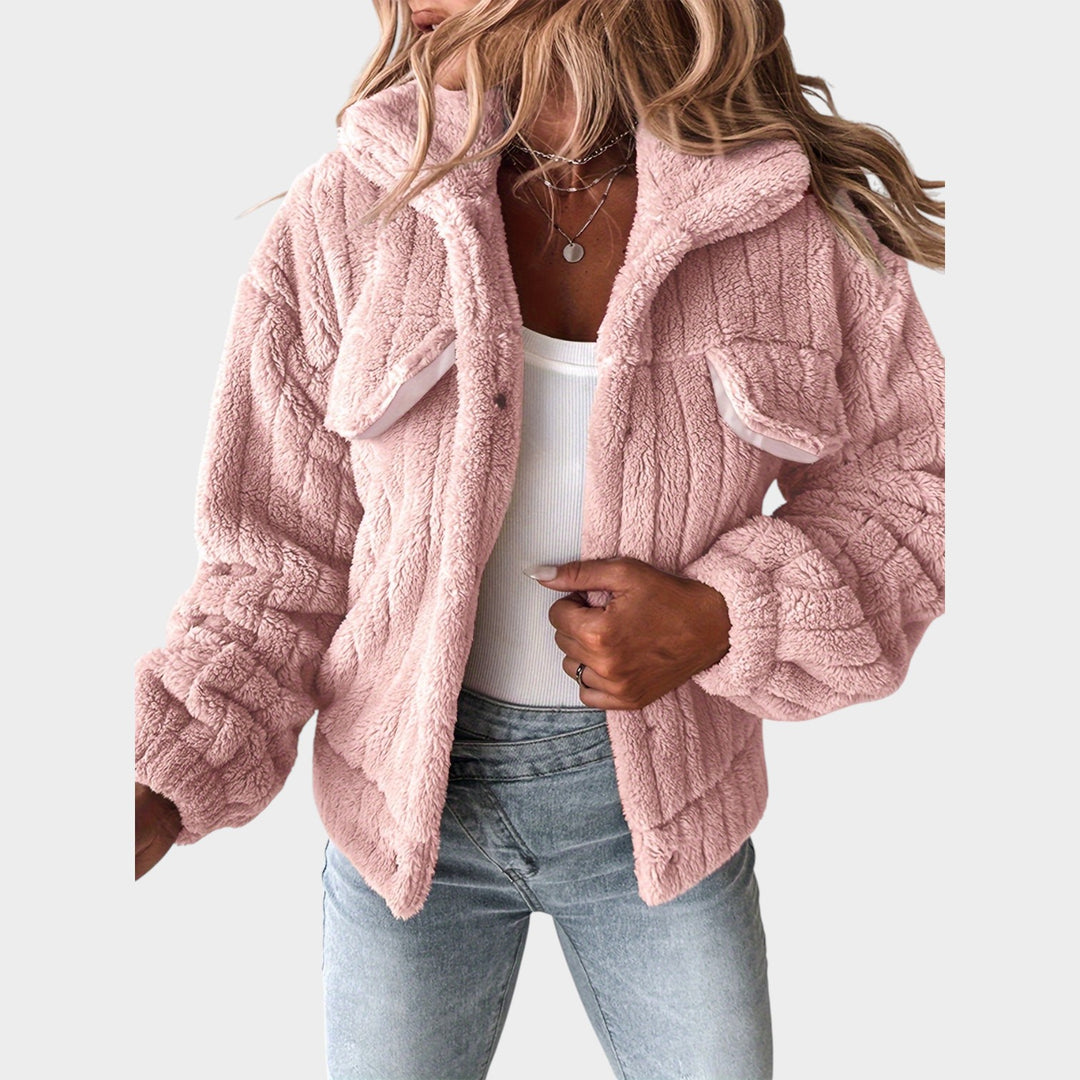 Women’s Fleece Jacket Casual Sherpa Button Up