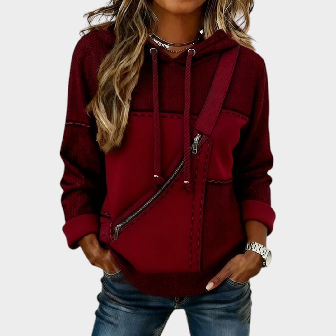 Women’s Textured Hoodie Zip Front Long Sleev