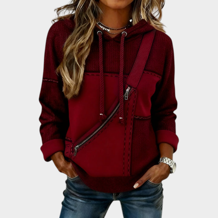 Women’s Textured Hoodie Zip Front Long Sleev