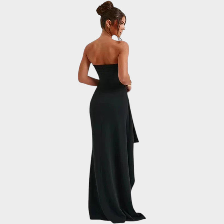 Formal Strapless Ruched Maxi Dress