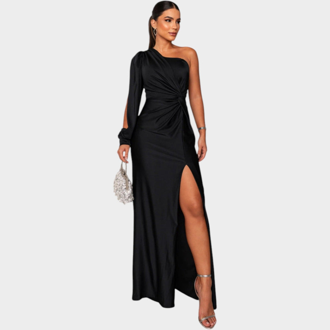 Formal Draped One Shoulder Maxi Dress