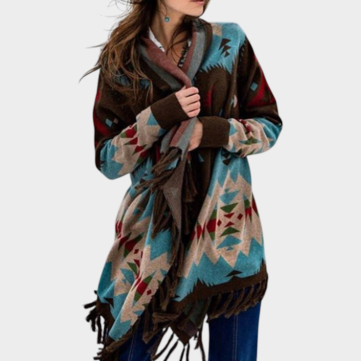 Women’s Fringed Wrap Cardigan Long Sleeve Knit