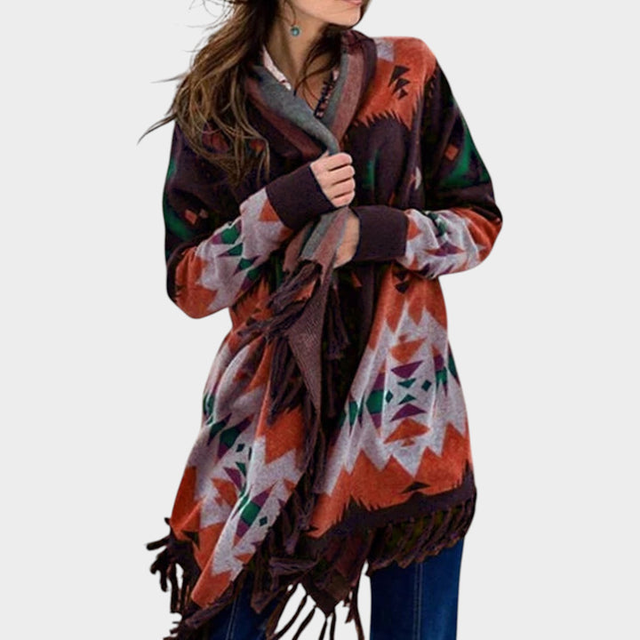 Women’s Fringed Wrap Cardigan Long Sleeve Knit