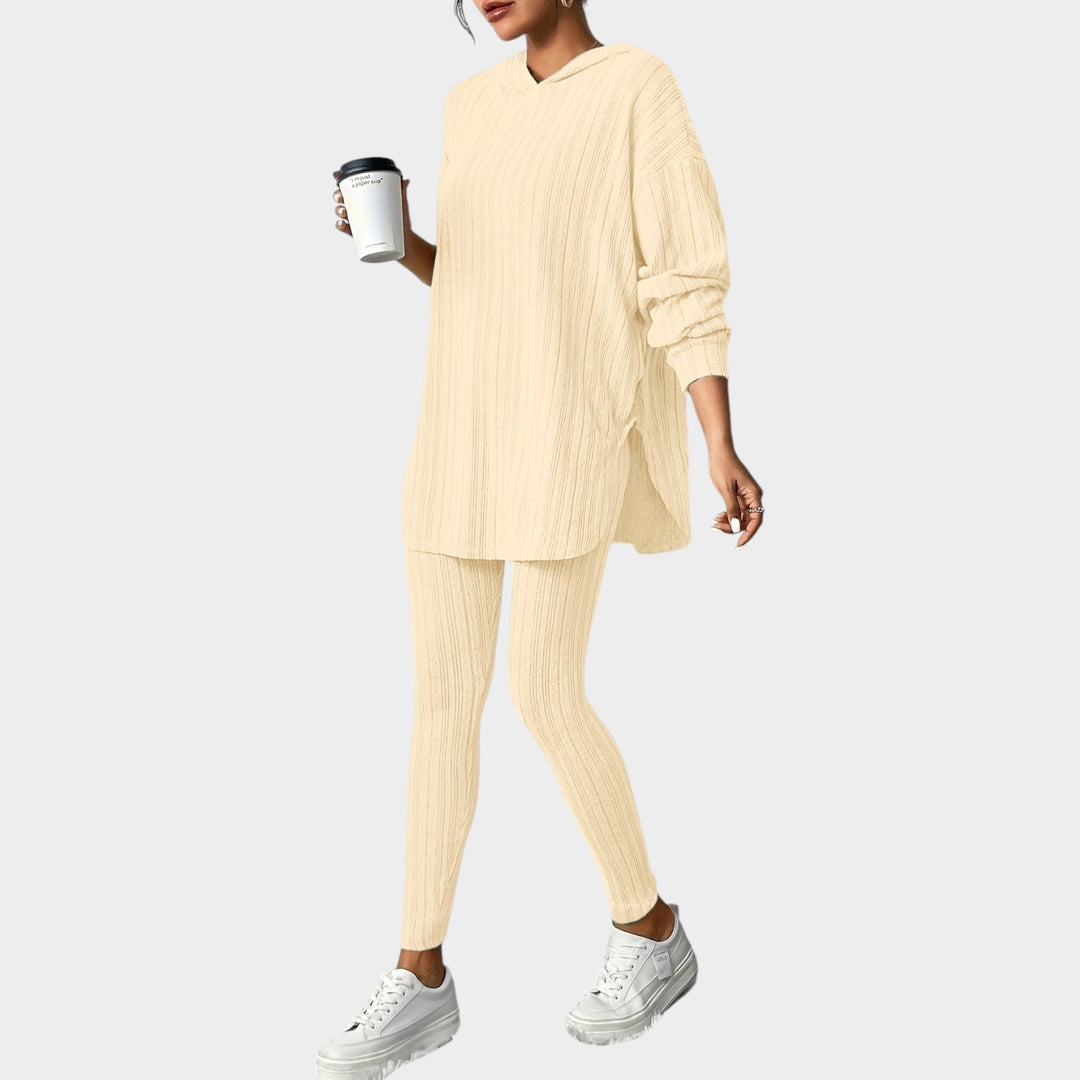 Women’s Matching Set 2 Piece Lounge Set Casual Ribbed Knit Hooded