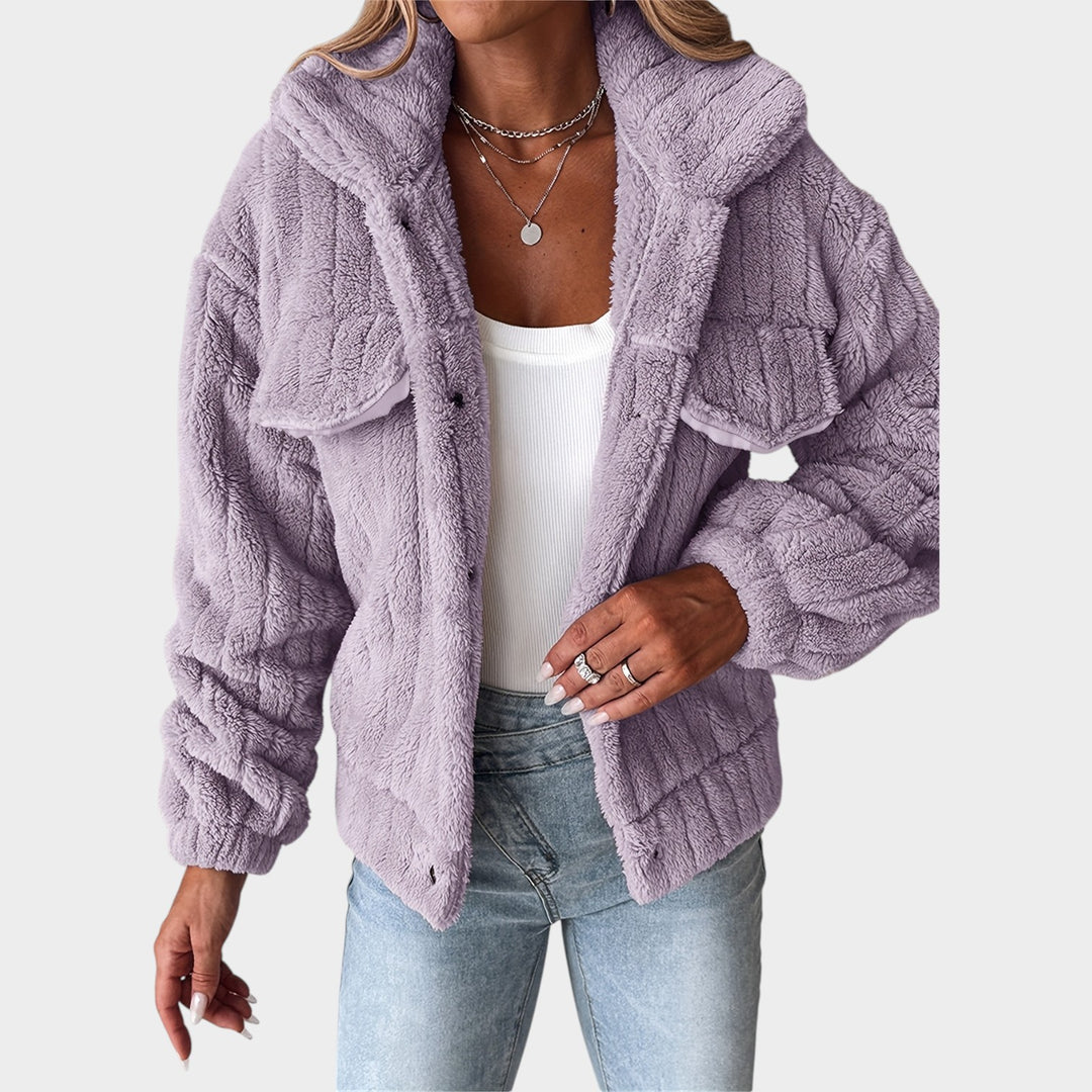 Women’s Fleece Jacket Casual Sherpa Button Up