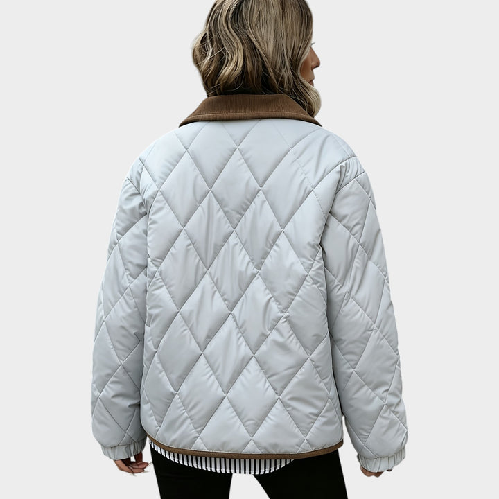 Women’s Quilted Jacket Casual Corduroy Collar Pockets