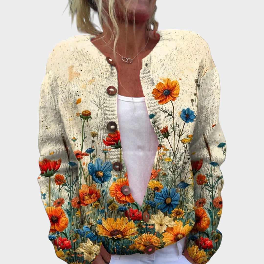 Women’s Knit Cardigan Retro Floral Print