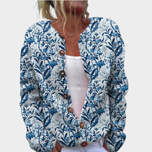 Women’s Retro Cardigan Floral Knit Button Closure