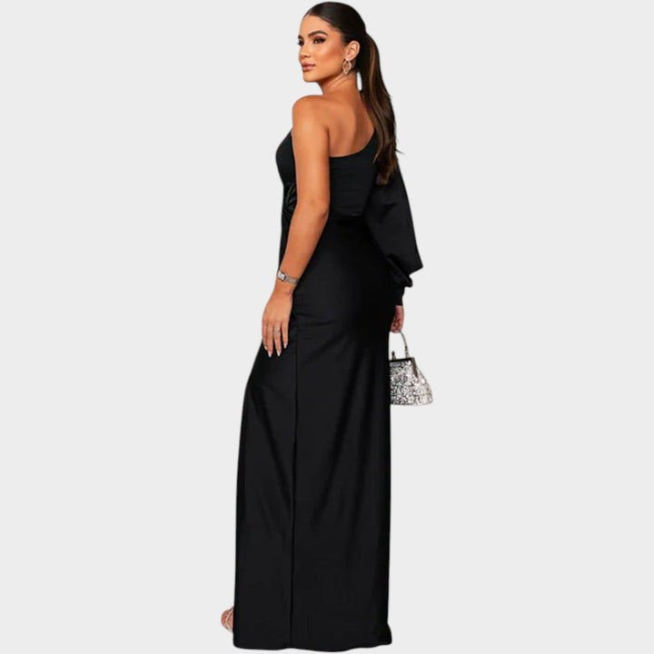 Formal Draped One Shoulder Maxi Dress