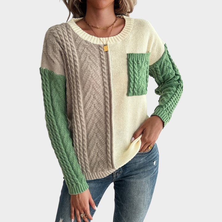 Women’s Crew Neck Sweater with Pocket Detail