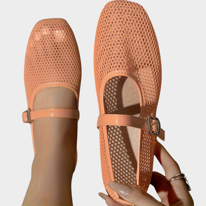 Women’s Mesh Ballet Flats Casual Buckle Strap