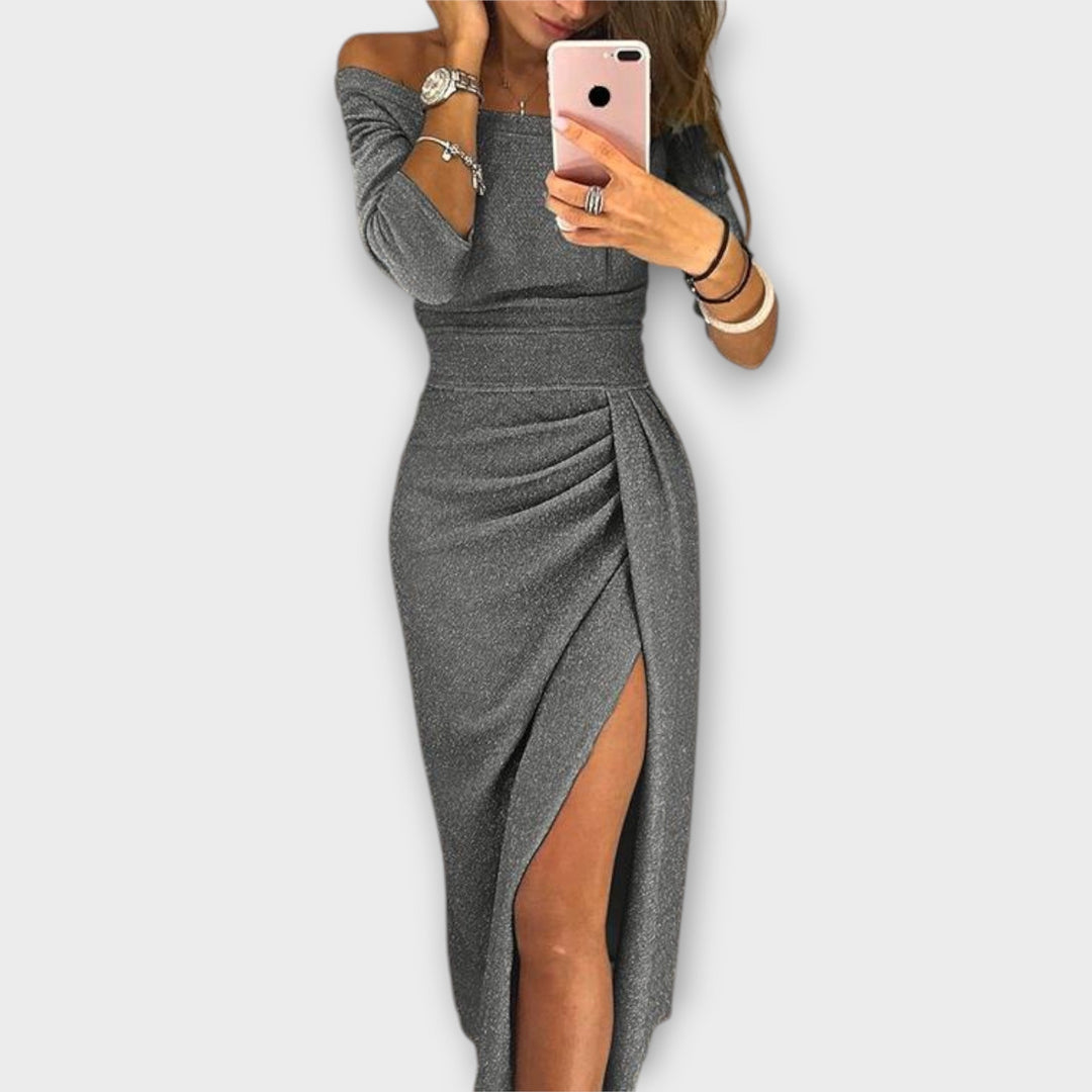 Formal Ruched Bodycon Midi Dress