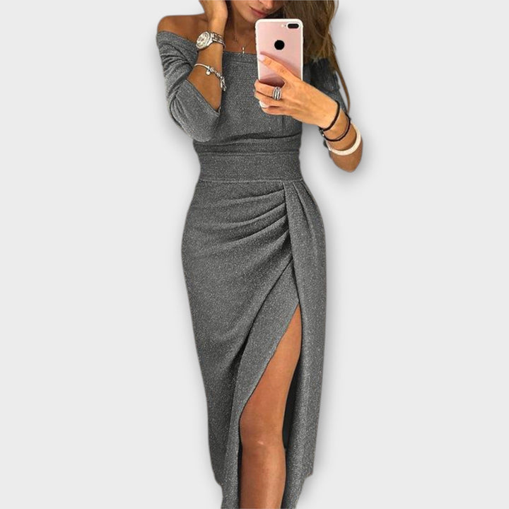 Formal Ruched Bodycon Midi Dress