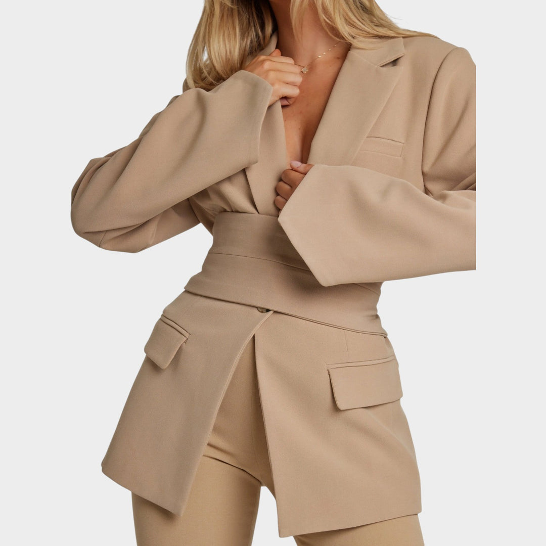 Women’s Blazer Business Tailored Fit Belted Waist