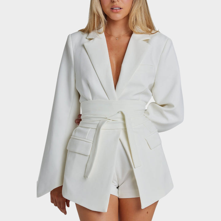 Women’s Blazer Business Tailored Fit Belted Waist