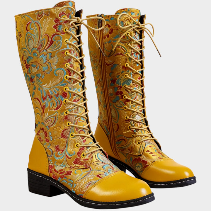 Women’s Knee High Floral Boots Printed Pattern Casual Style