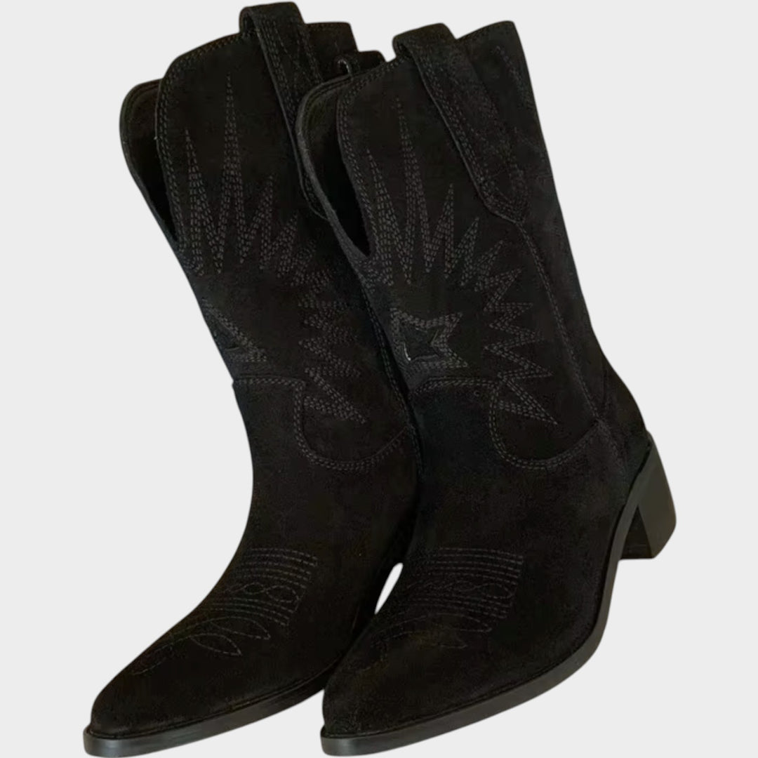 Suede Cowboy Ankle Boots