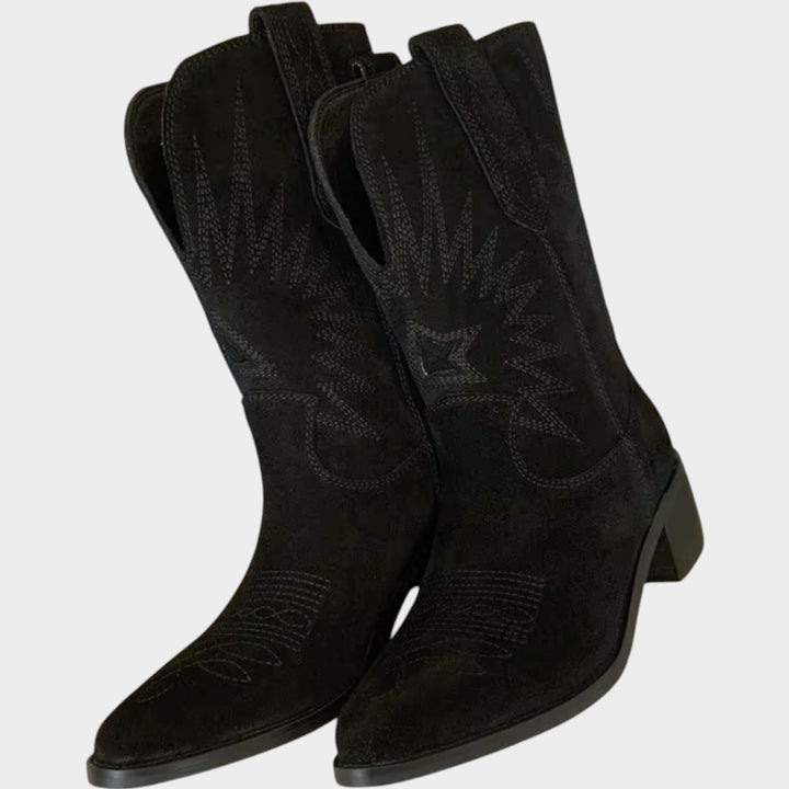 Suede Cowboy Ankle Boots