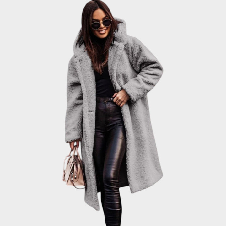 Women’s Faux-Fur Coat Longline Notched Lapel