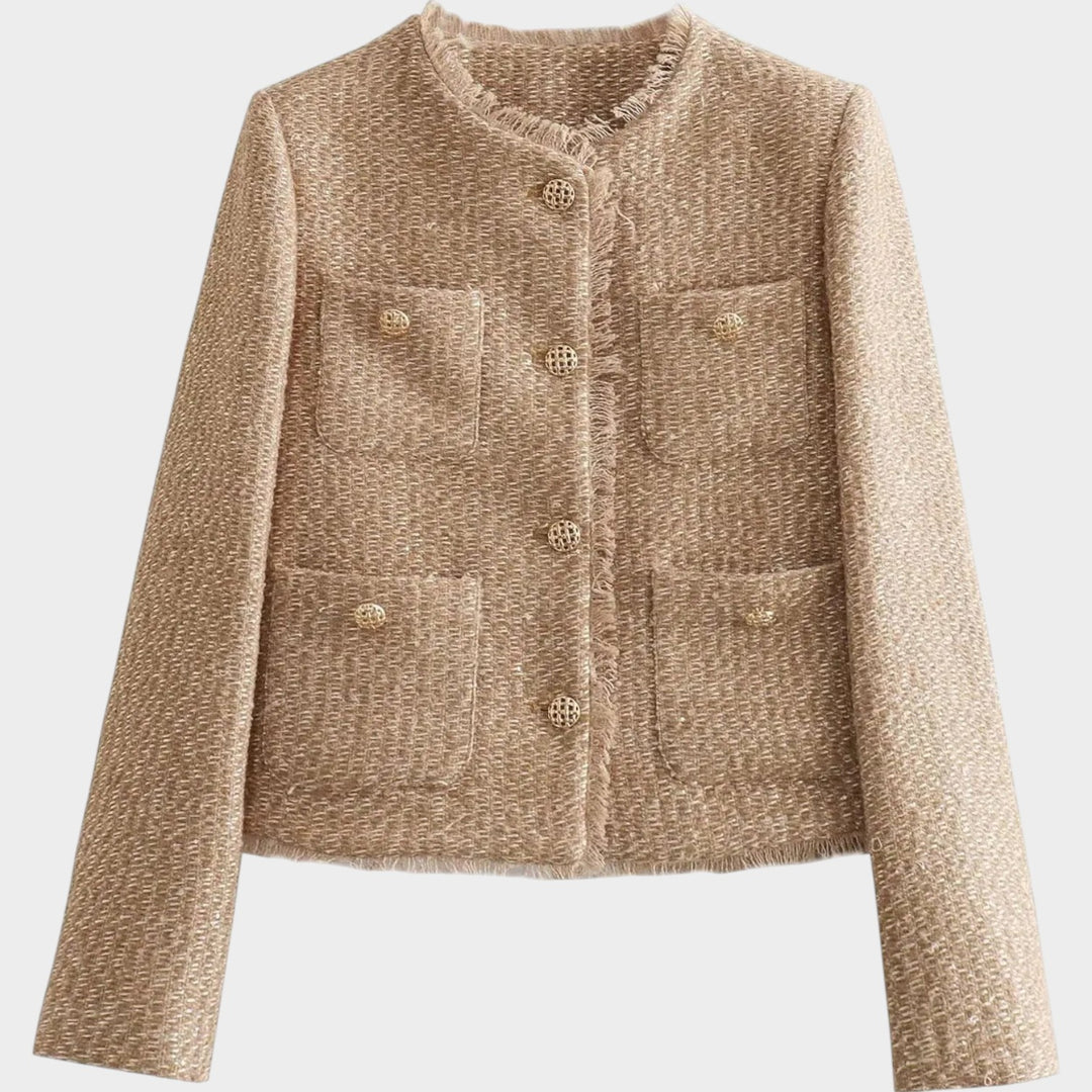 Women’s Blazer Casual Tweed Button Front Pocket Detail