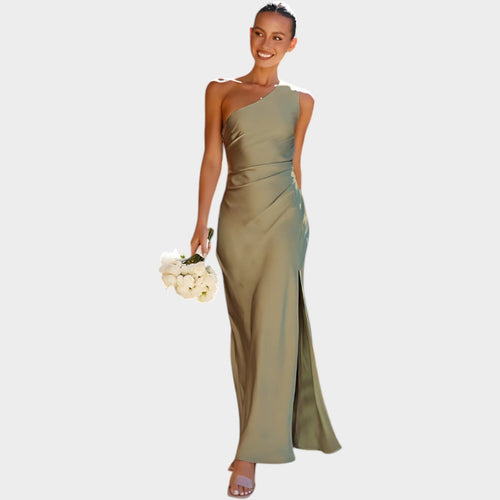 Formal Side Split Ruched Maxi Dress