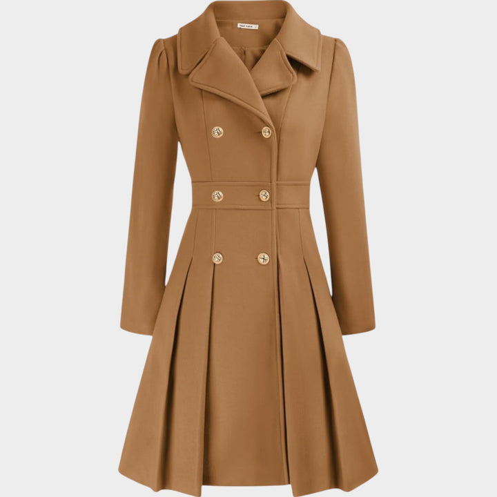 Classy Double Button Long Sleeve Wool Coat