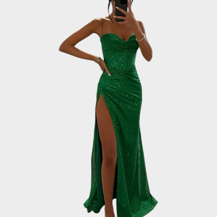 Floral Slim Fit Satin Maxi Dress
