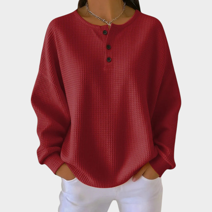 Women’s Sweatshirt Henley Casual Style Button Detail