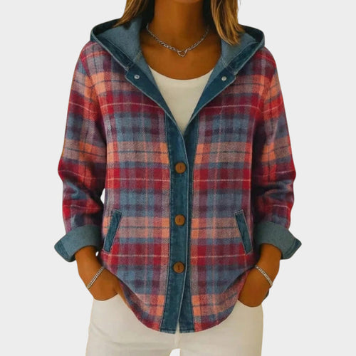 Women’s Checkered Cardigan Hooded Layering Style