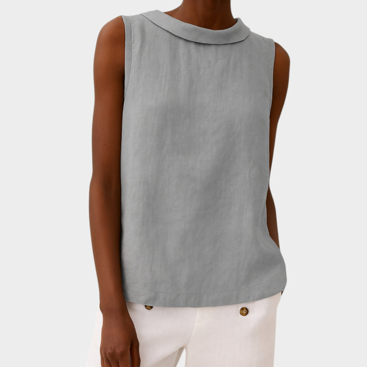 Sleeveless Linen Blouse | Casual Round Neck Tank Top