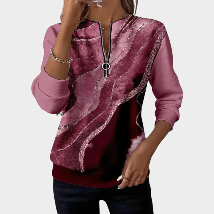 Women’s Quarter Zip Sweatshirt Art Print Everyday Style
