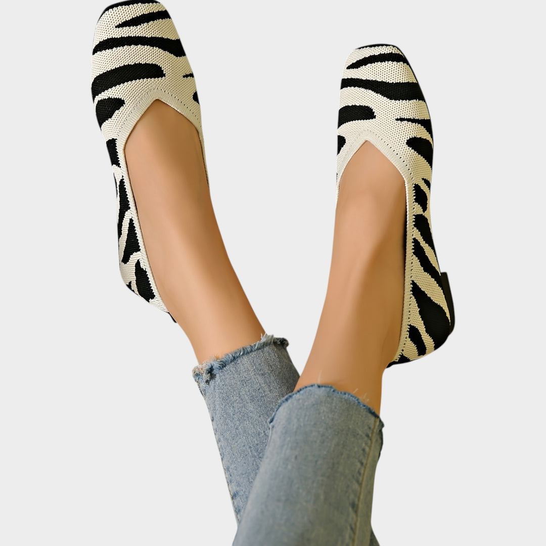 Women’s Ballet Flats Zebra Print Square Toe