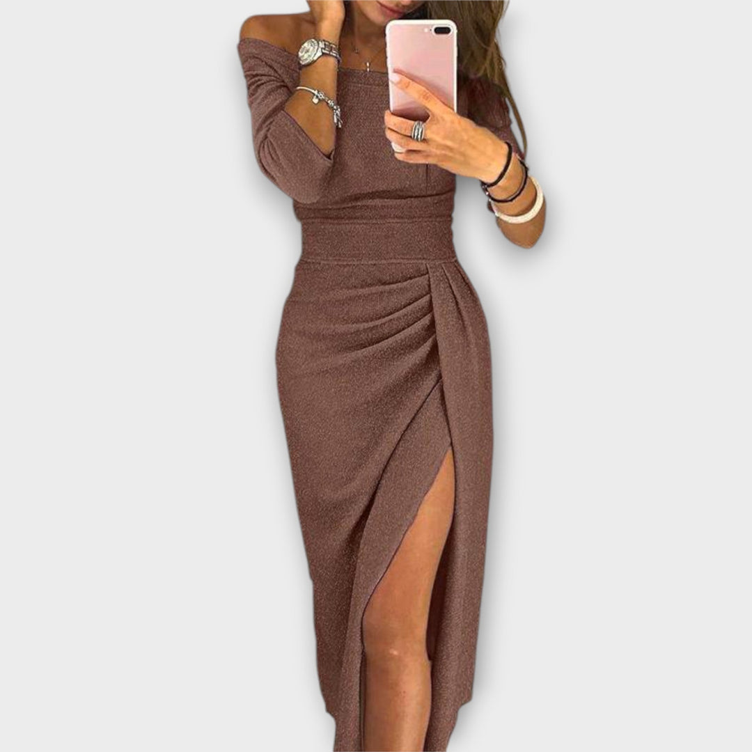 Formal Ruched Bodycon Midi Dress