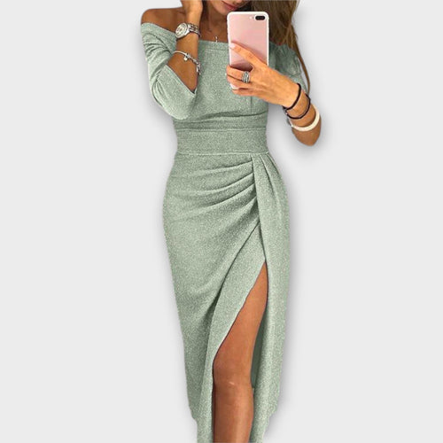 Formal Ruched Bodycon Midi Dress