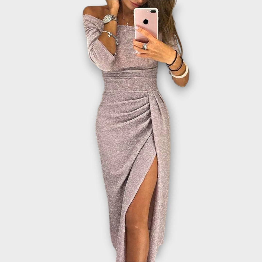 Formal Ruched Bodycon Midi Dress
