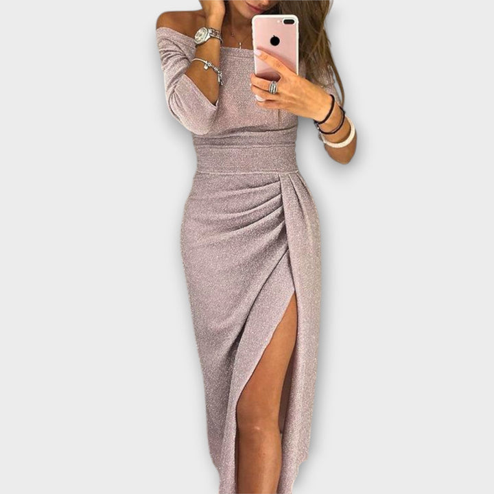 Formal Ruched Bodycon Midi Dress