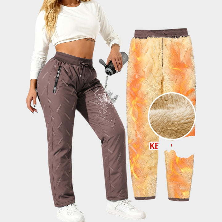 Women’s Fleece-Lined Winter Pants Loose Fit Zipper Pockets