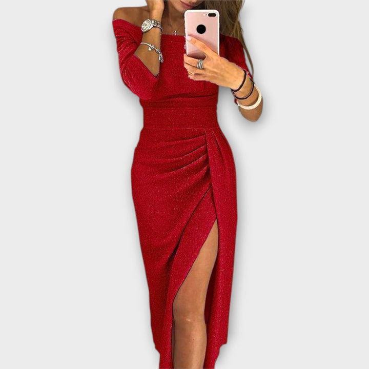 Formal Ruched Bodycon Midi Dress